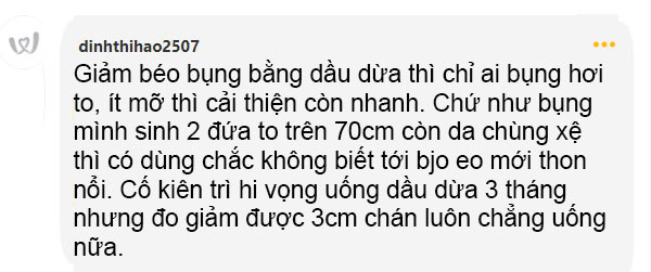 giảm cân bằng dầu dừa webtretho